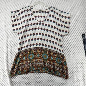 Show‎ Me Your Mumu Tunic Top Paisley  Bohemian Print Short Sleeve Blouse XS